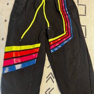 Wesc Black Joggers with Neon Stripes